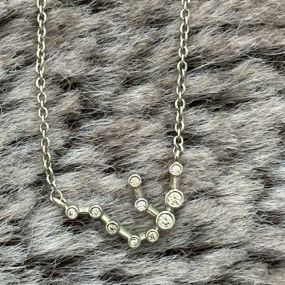 Elegant Silver Necklace with Crystal Accents Virgo Zodiac